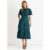 Green Animal Print Smock Oversized Tiered Midi Dress