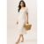 Ivory Shirred Sleeves Shift Midi Dress