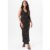 Black V Neck Bias Foil Satin Slip Midi Dress