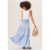 Blue Smocked Tiered Maxi Skirt