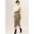 Beige Asymmetric Hem Pleated Midi Skirt