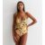 Multi Tropical Palm Swimsuit with Gold Shell Hardware