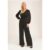 Black Satin V Neck Ruched Waist Belted Jumpsuit