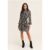 Black Zebra Frill Flared Sleeve Shift Dress