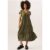 Khaki V Neck Tiered Midi Smock Dress