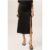Black Satin Side Split Lace Trim Midi Skirt