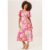 Pink Floral Print Angel Sleeves Midi Dress