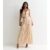 Champagne Satin Ruffle Maxi Skirt