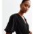Black Short Sleeves Plisse Wrap Midi Dress