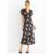 Black Floral Lace Trim Bias Midi Dress