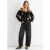 Black 3D Contrast Flower Crochet Cardigan