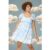 Unique Vintage Cloud Print Belle Babydoll Dress Size: S Colour: Blue