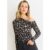 Grey Animal Print Jersey Slash Neck Top