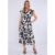 Lace Trim Mono Pleated Wrap Midi Dress