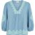 Eve V-Neck Embroidered Blouse In Light Blue