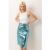 Lupe Ice Blue Metallic Leather Midi Skirt