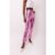 Lupe Pink Slim Fit Leather Metallic Trousers