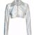 Space Neon Silver Metallic Zip Up Crop Jacket