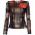 Arvarni Abstract Print Mesh Top