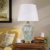 Green Floral Ceramic Table Lamp with Copper Base and Fabric Shade