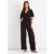 Chocolate Textured Jersey Wrap Wide Leg Jumpsuit