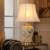 Vintage Camellia Ceramic Table Lamp with Copper Base and Fabric Shade