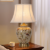 Vintage Ceramic Bird-Pattern Table Lamp – Hand-Painted, Brass Base with Fabric Shade for Living Room & Bedroom